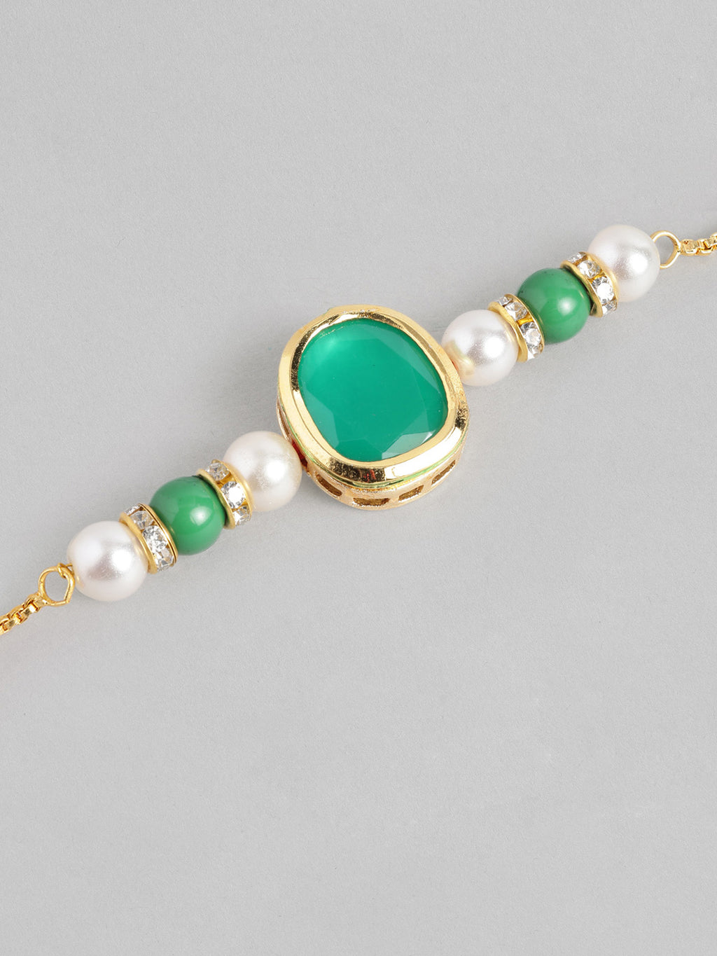 Multi Colour Brass Kundan Rakhi set of 2