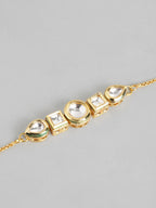 Multi Colour Brass Kundan Rakhi set of 2