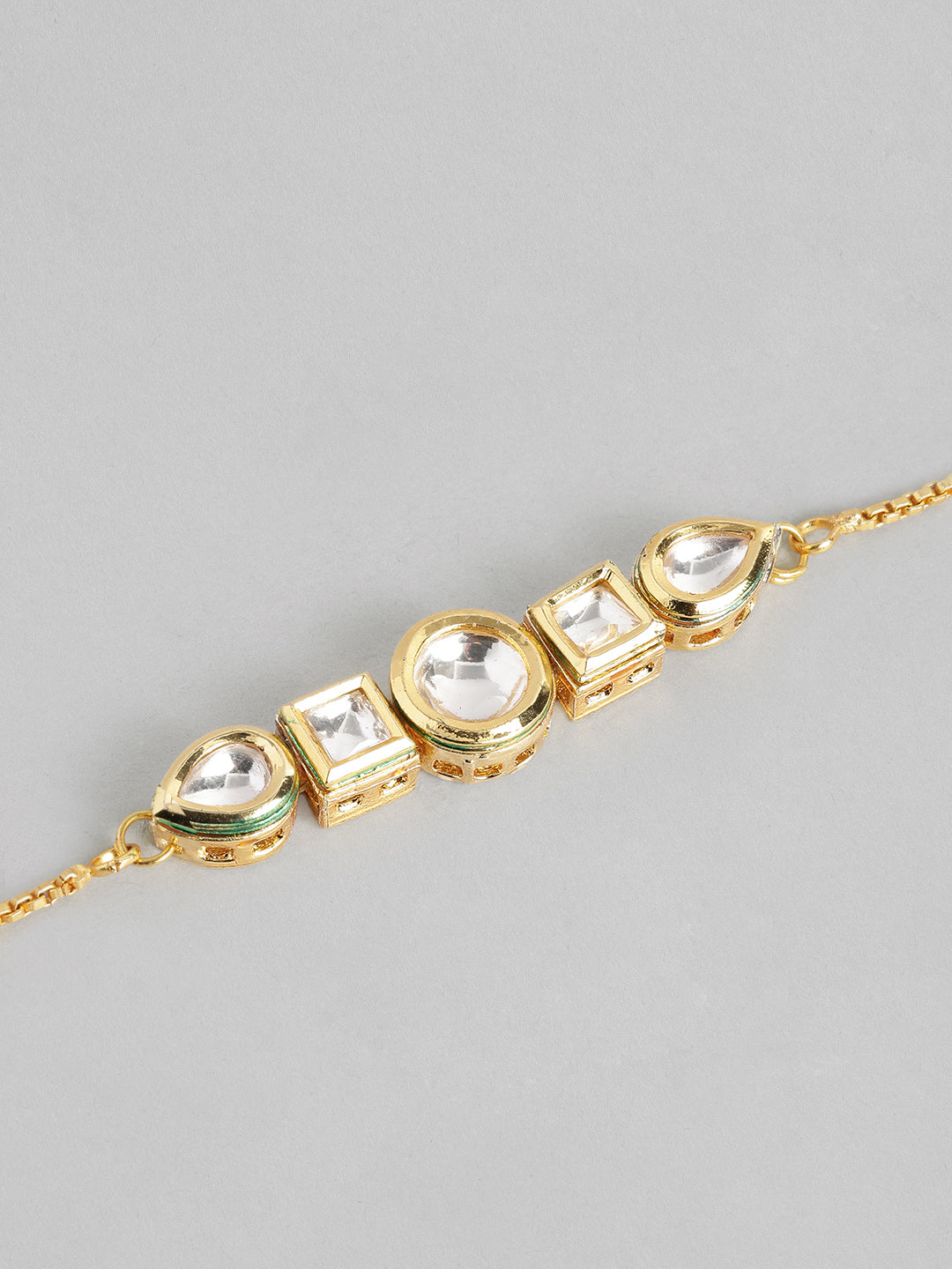 Multi Colour Brass Kundan Rakhi set of 2