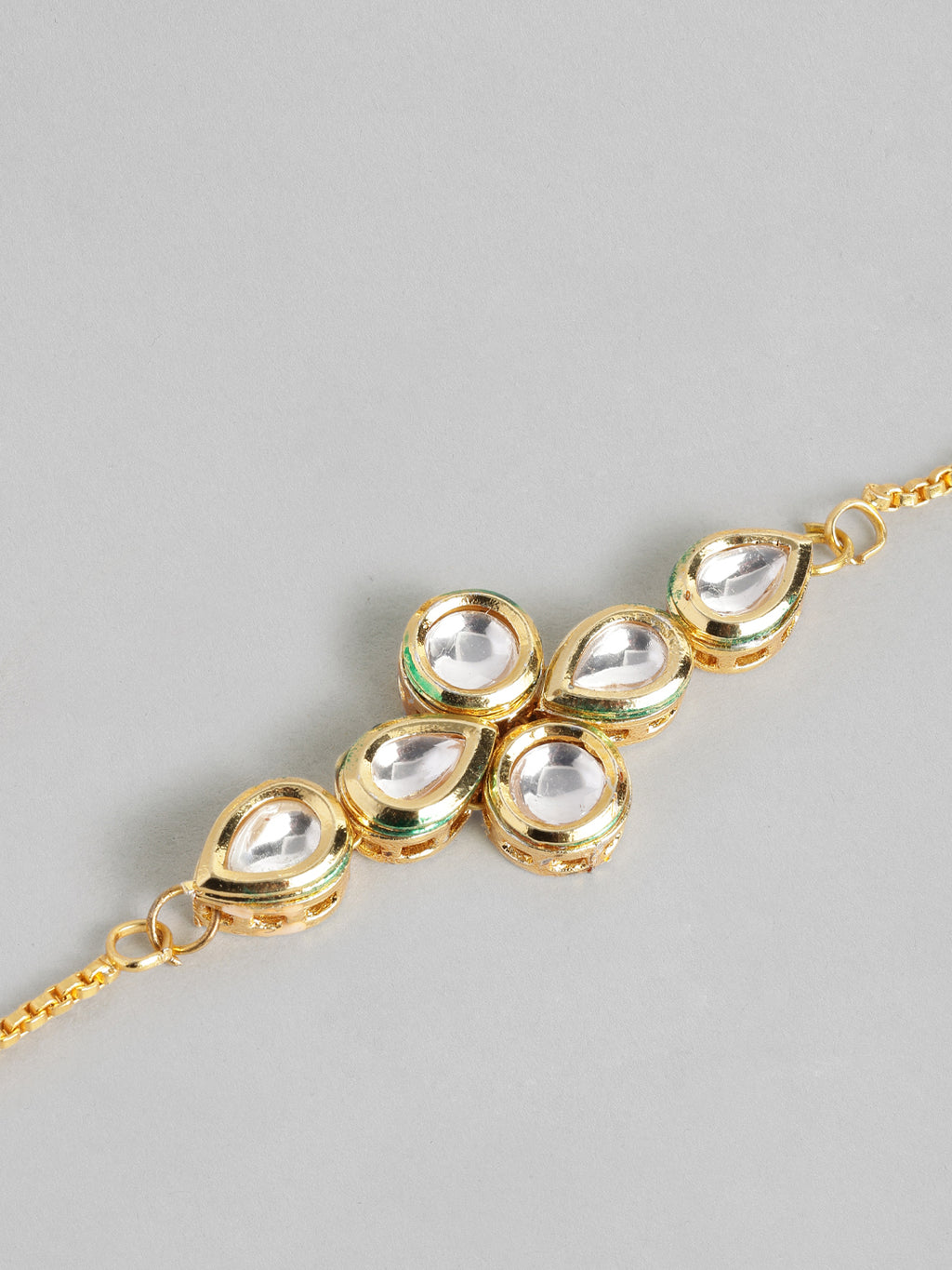 Multi Colour Brass Kundan Rakhi set of 2