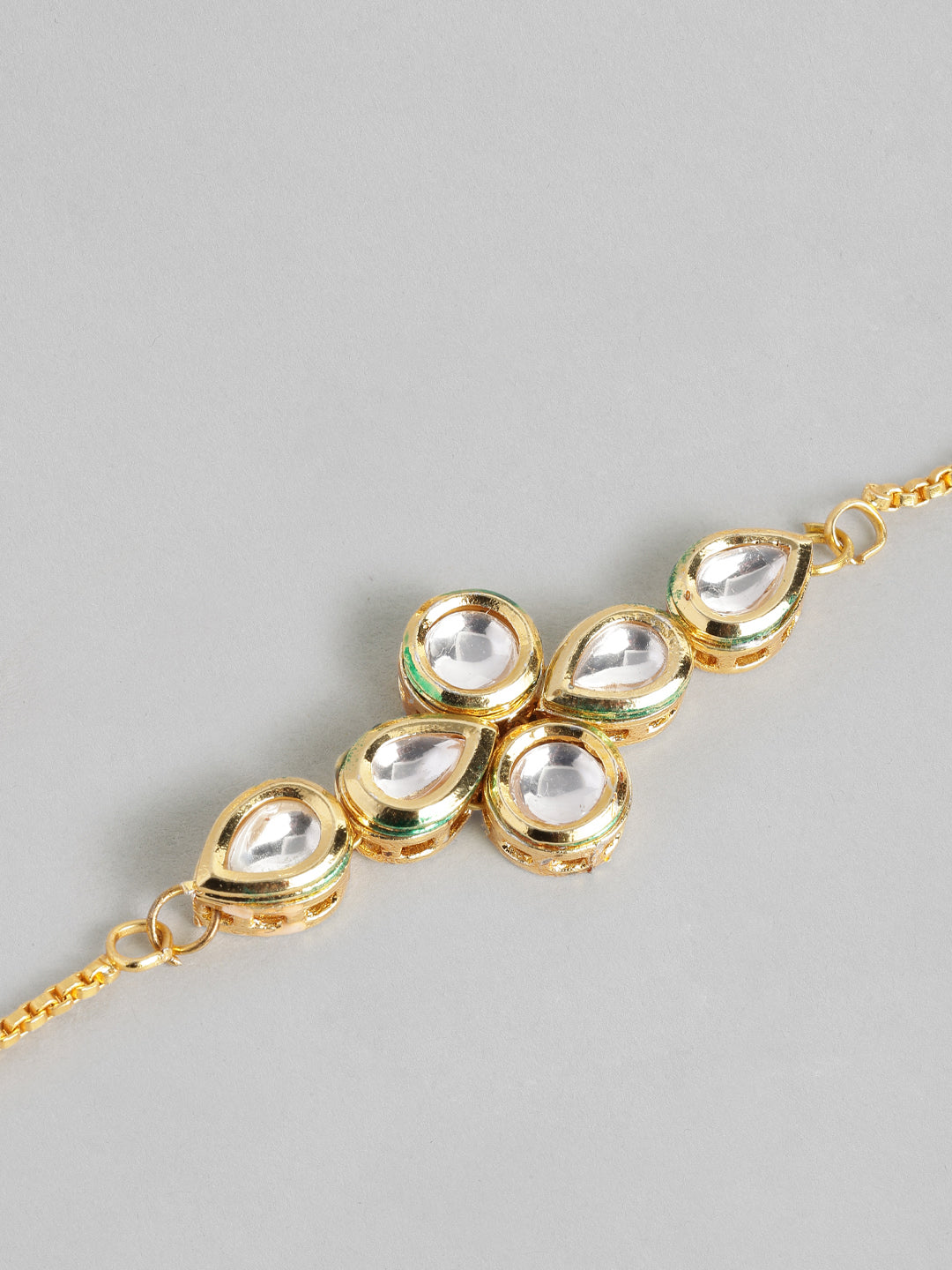 Multi Colour Brass Kundan Rakhi set of 2