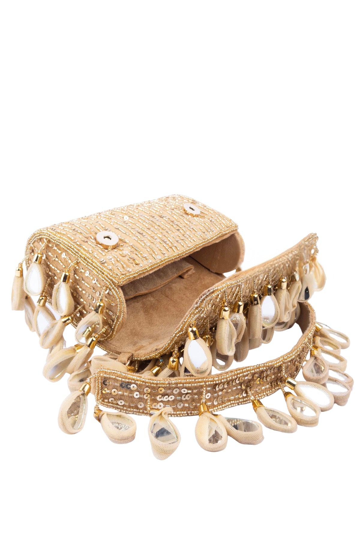 Eeth Gold Emerald Mirror & Sequin Handcrafted Party Bag
