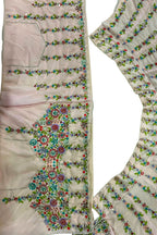 Semi-Stitched Pink Georgette Real Mirror, Sequins Embroidered Lehenga