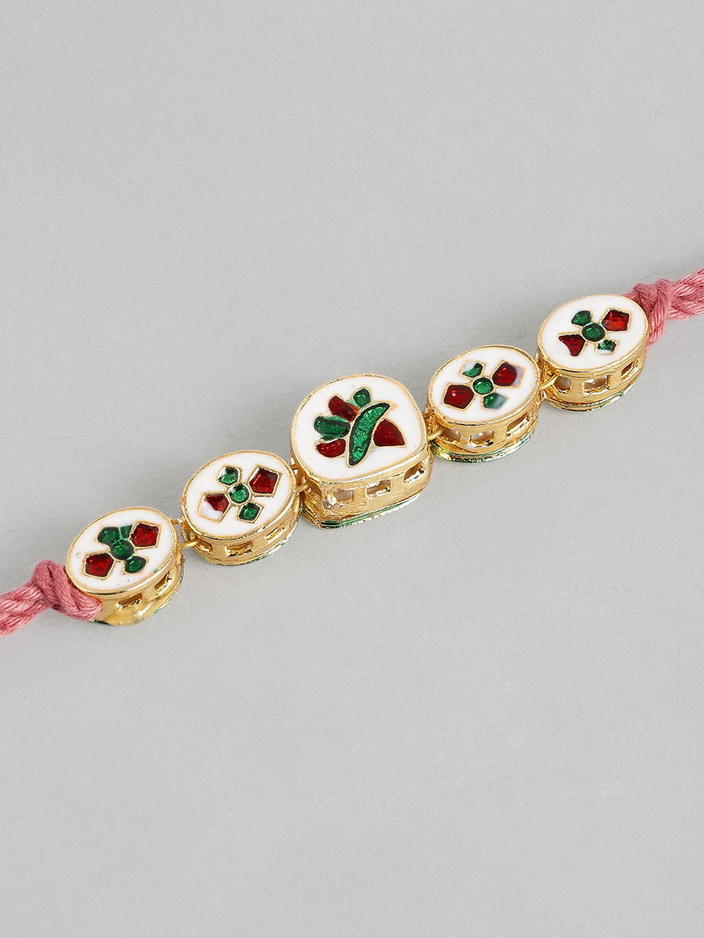 Multi Colour Brass Kundan Rakhi set of 2