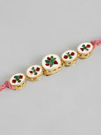 Multi Colour Brass Kundan Rakhi set of 2