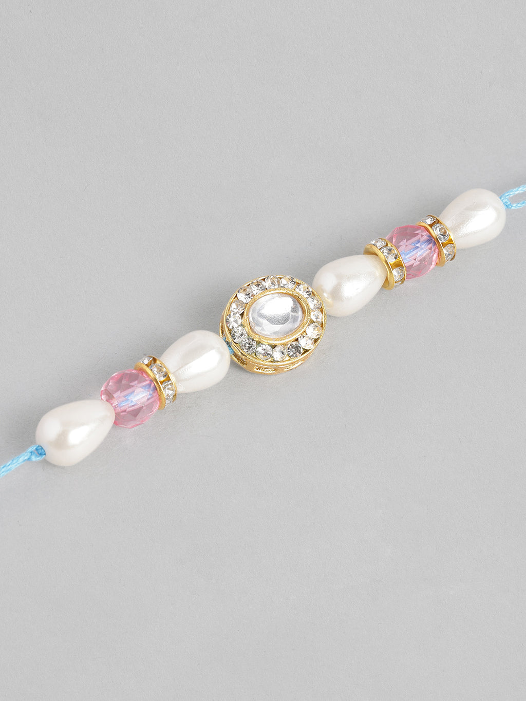 Multi Colour Brass Kundan Rakhi set of 2