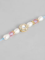 Multi Colour Brass Kundan Rakhi set of 2