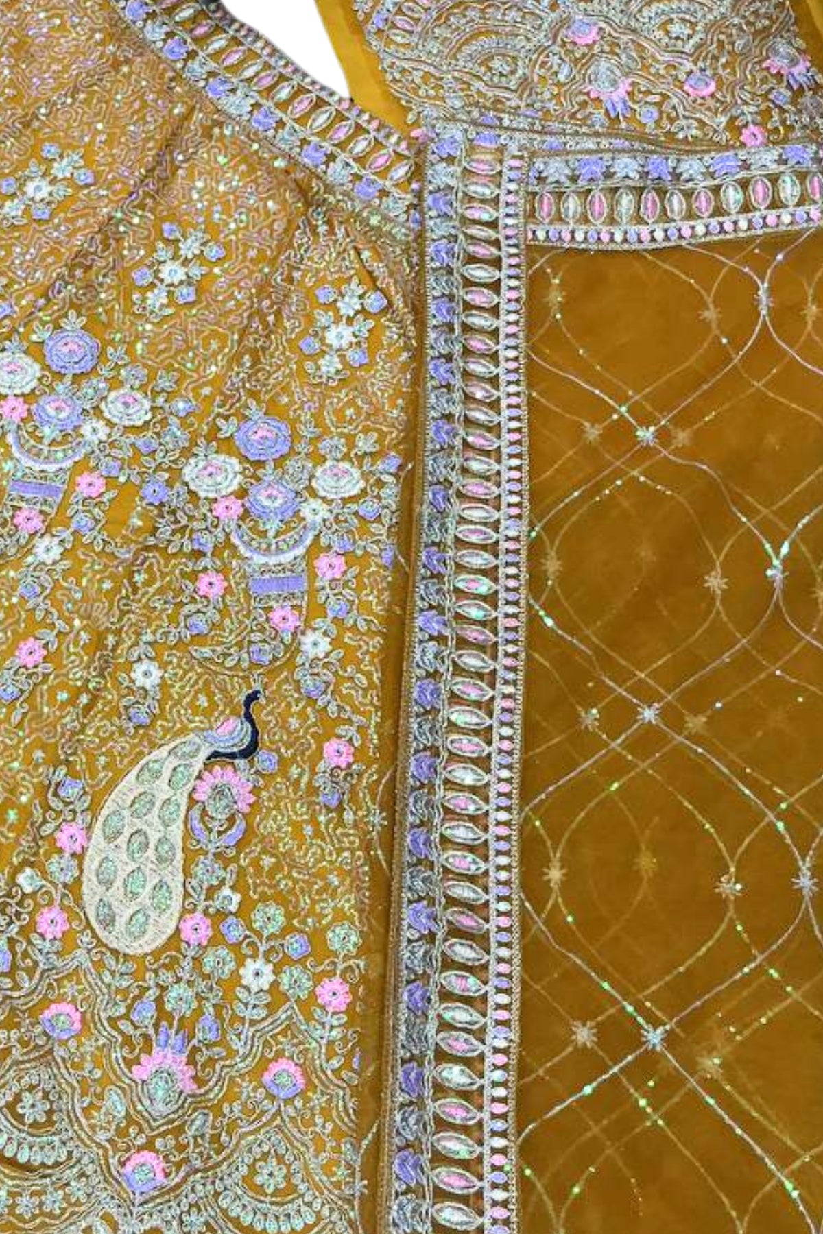 Yellow Sequins Work Butterfly Net Lehenga Set for Wedding, Haldi & Festive Wear | EETH