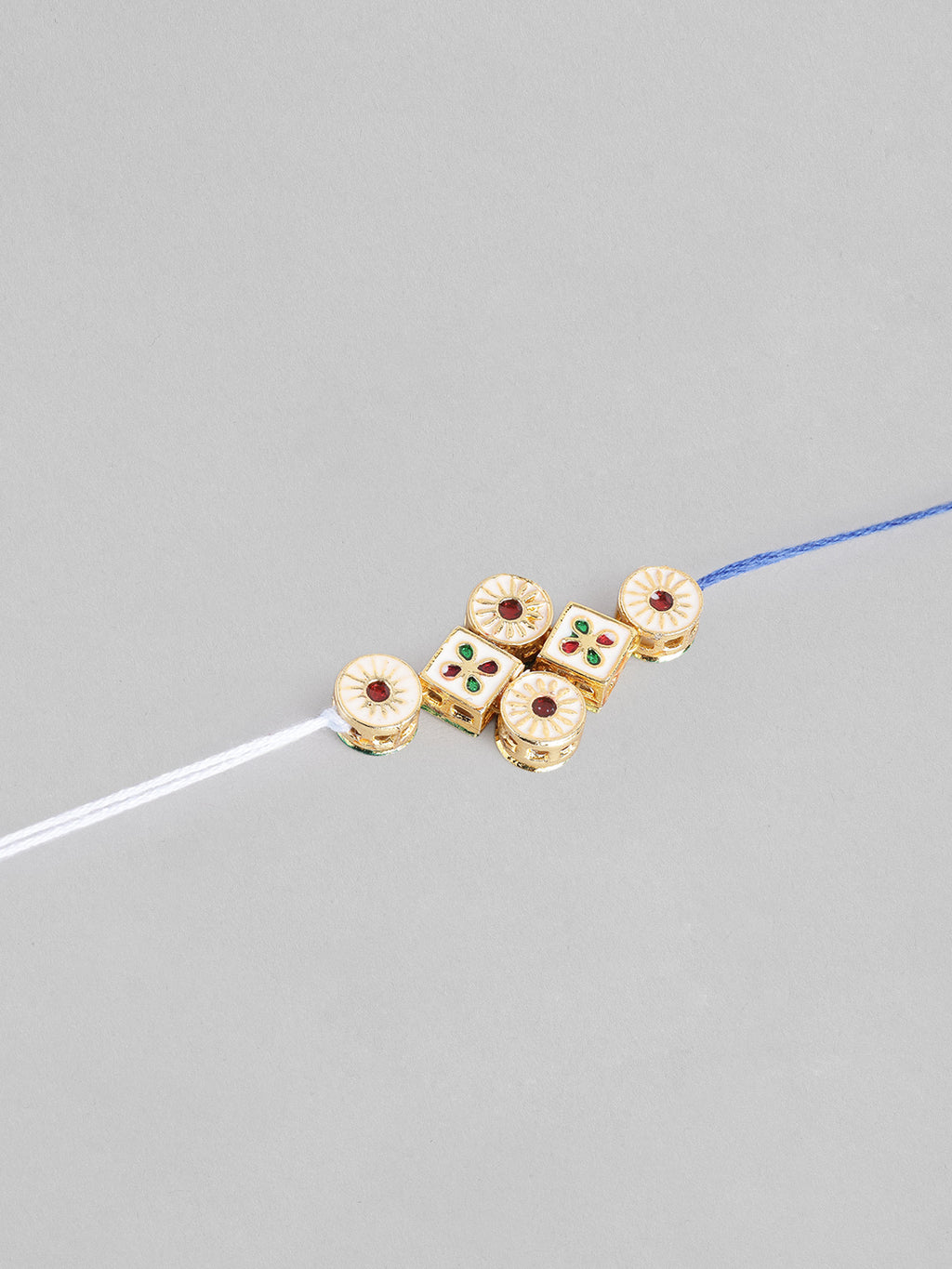Multi Colour Brass Kundan Rakhi set of 2
