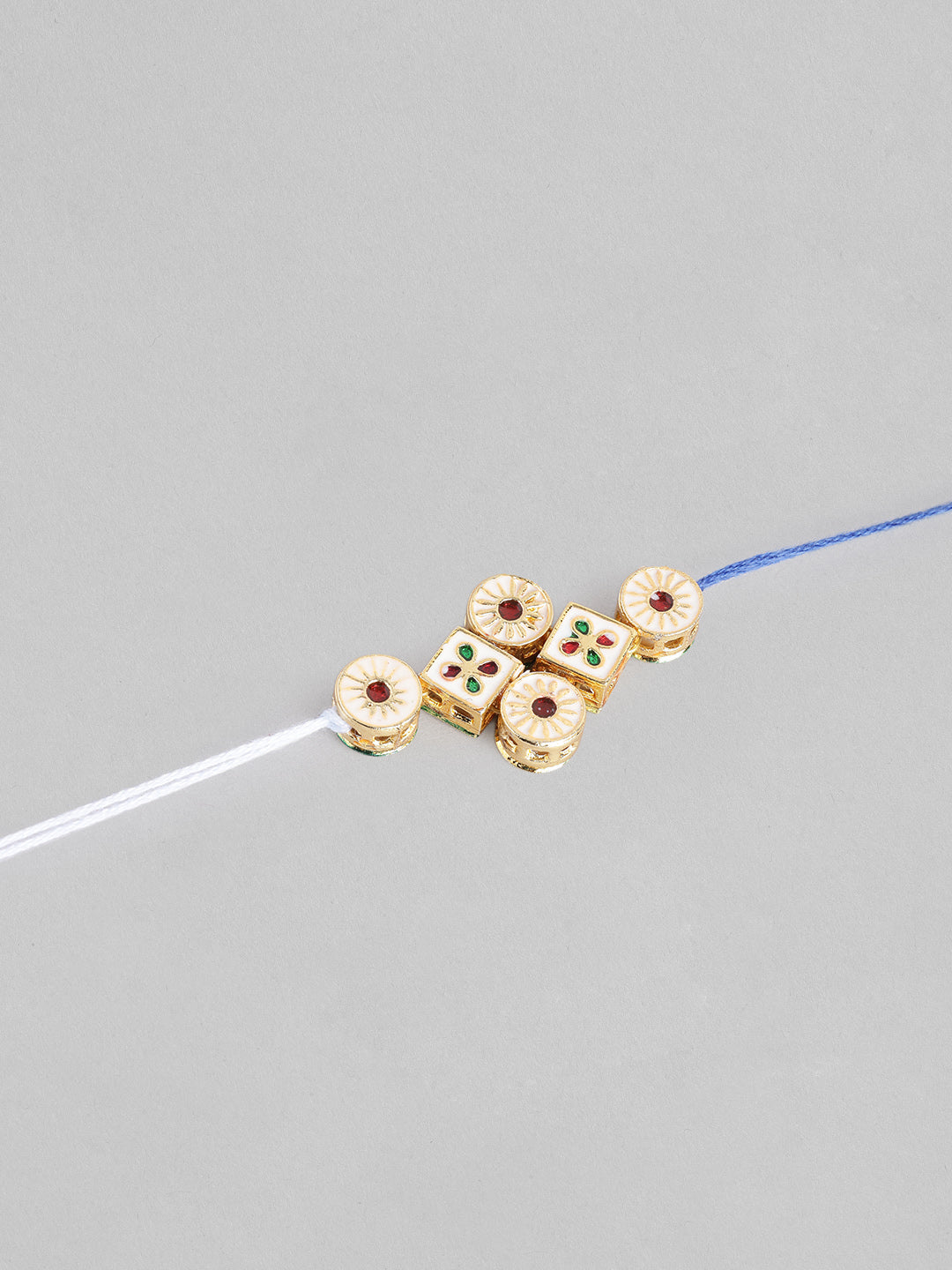 Multi Colour Brass Kundan Rakhi set of 2