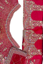 Red butterfly net lehenga with coding sequins embroidery for wedding, bridal and festive wear