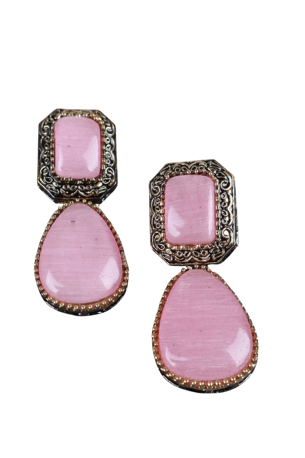 Pink Cabochon Oxidised Silver Choker Necklace Statement Jewellery