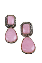 Pink Cabochon Oxidised Silver Choker Necklace Statement Jewellery
