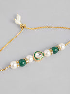 Multi Colour Brass Kundan Rakhi set of 2