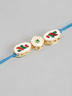 Multi Colour Brass Kundan Rakhi set of 2