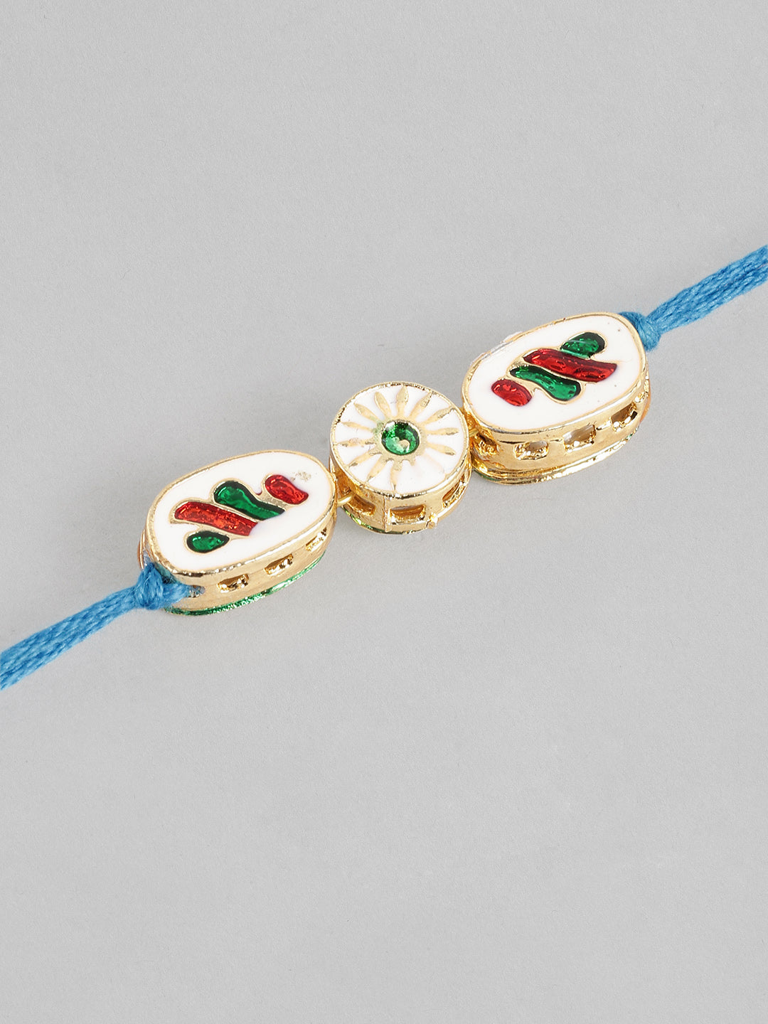 Multi Colour Brass Kundan Rakhi set of 2