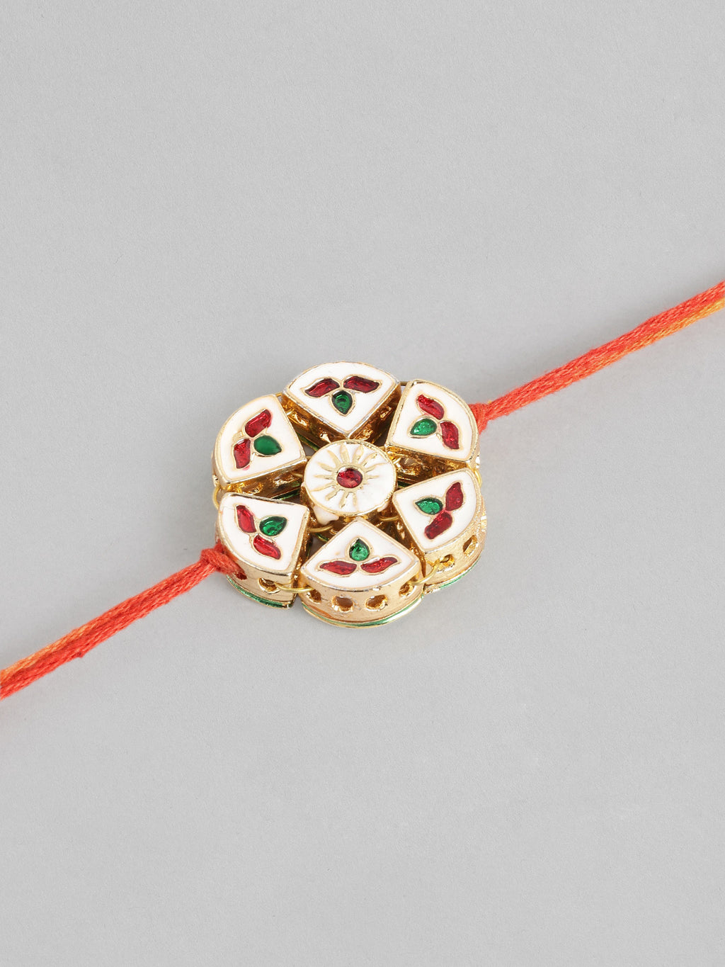 Multi Colour Brass Kundan Rakhi set of 2