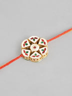 Multi Colour Brass Kundan Rakhi set of 2