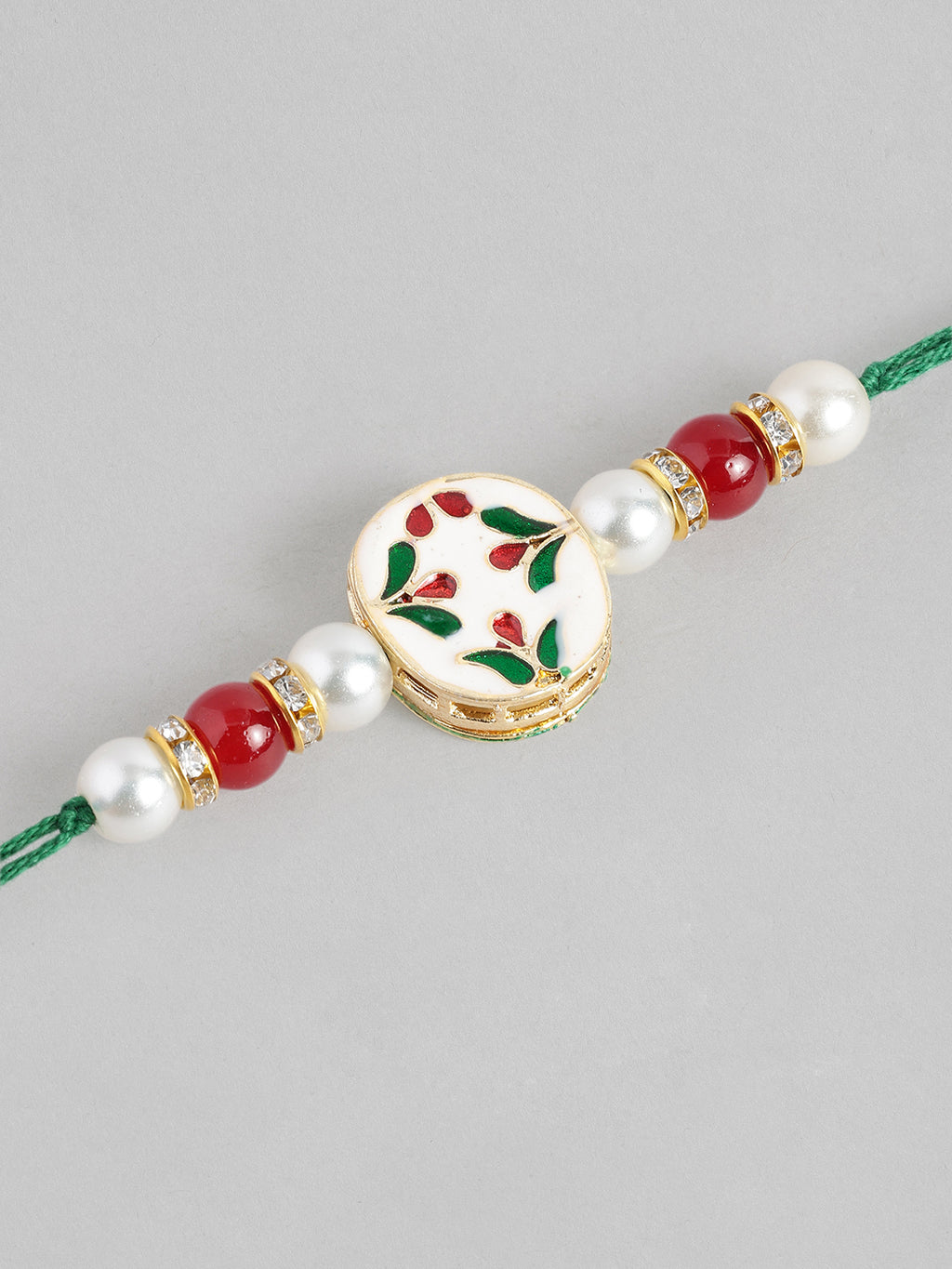 Multi Colour Brass Kundan Rakhi set of 2