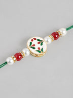 Multi Colour Brass Kundan Rakhi set of 2