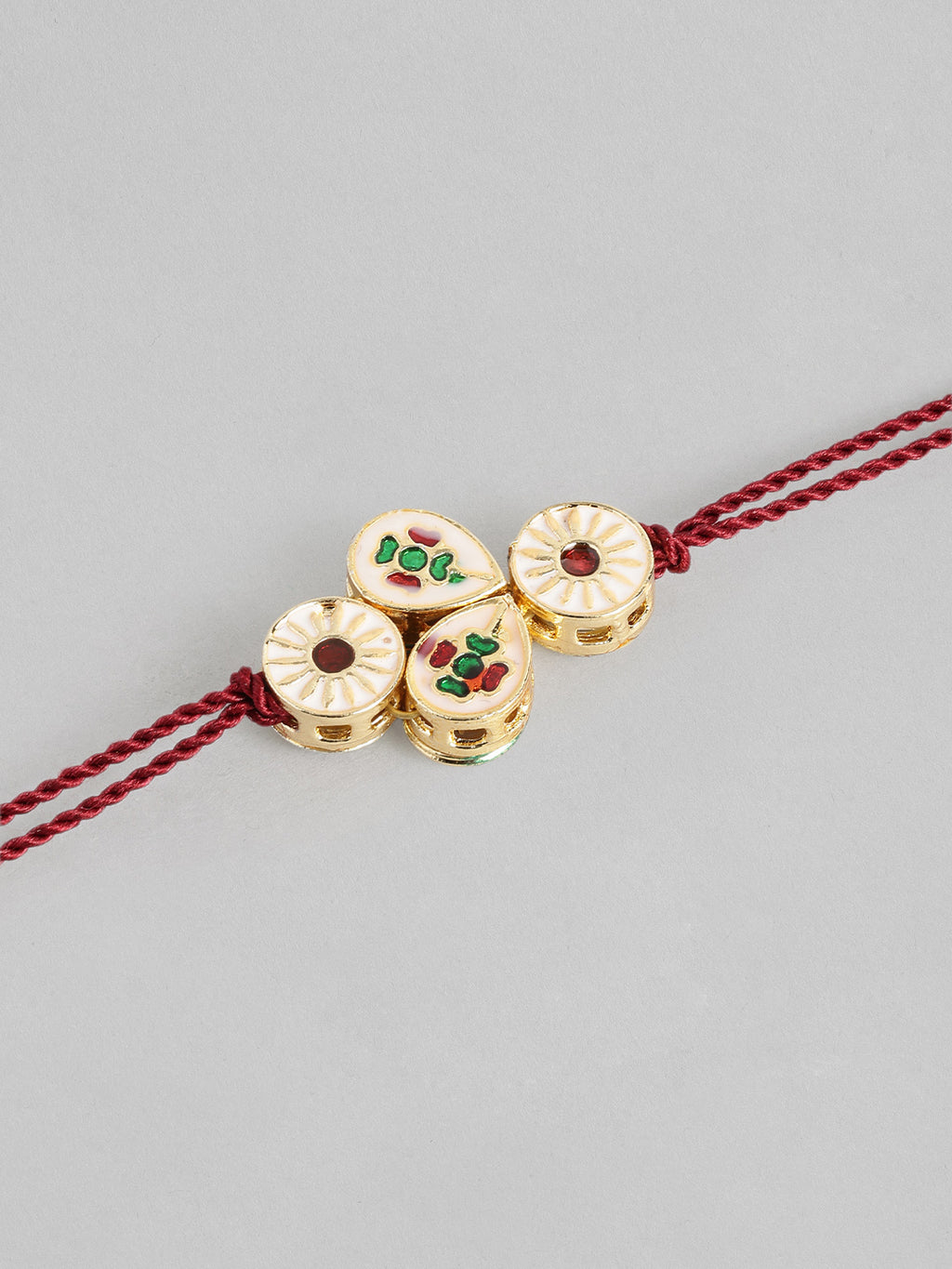 Multi Colour Brass Kundan Rakhi set of 2