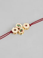 Multi Colour Brass Kundan Rakhi set of 2