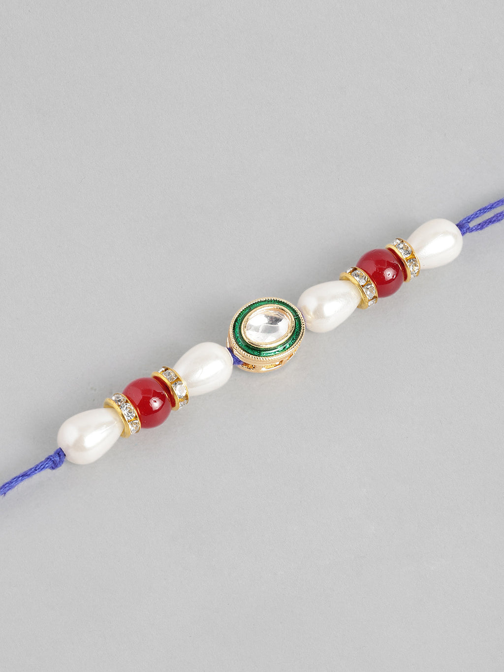 Multi Colour Brass Kundan Rakhi set of 2