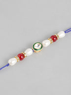 Multi Colour Brass Kundan Rakhi set of 2