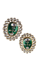 Green Stone Pearl Multi-Layer Necklace Set with Pendant Earrings