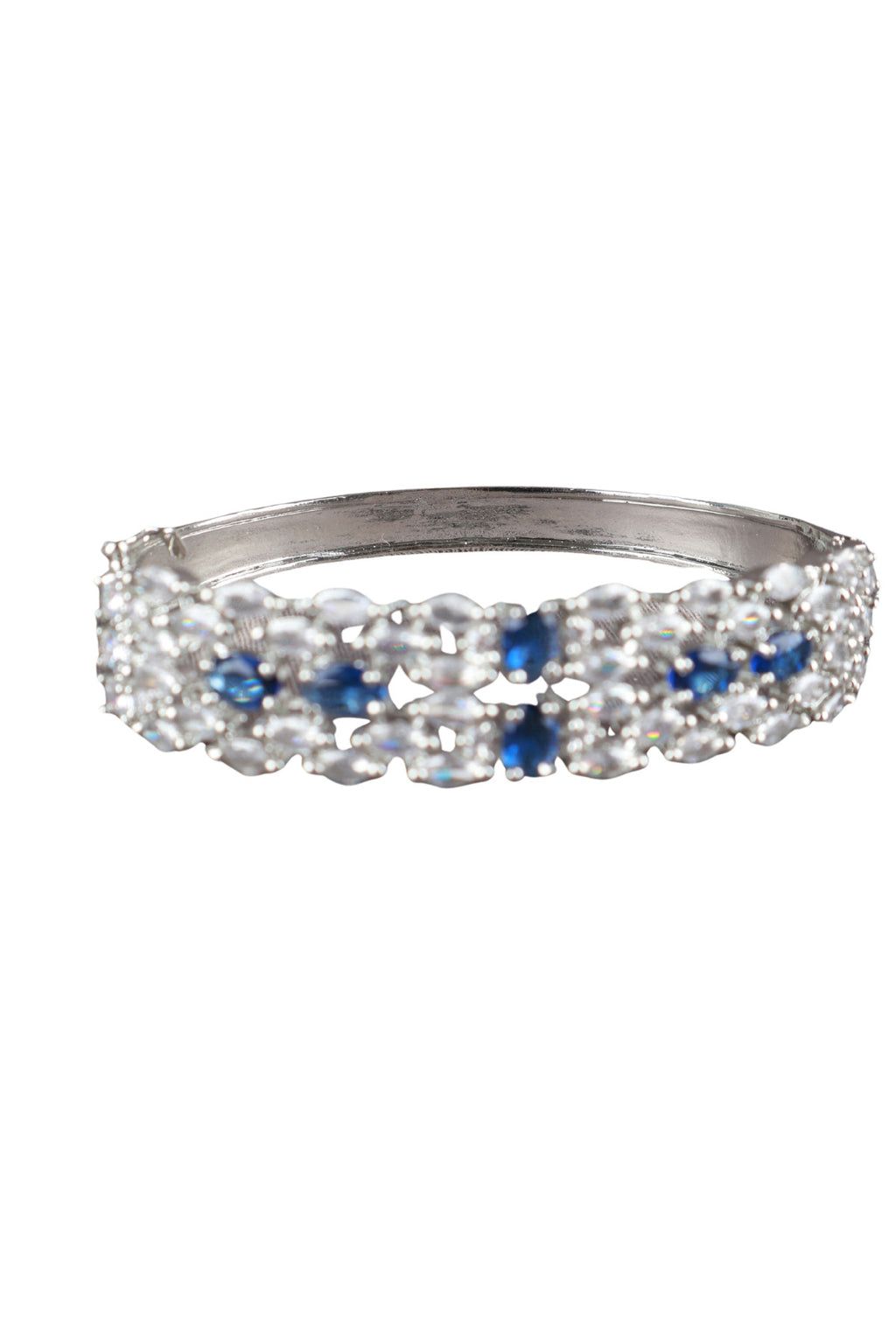 Blue Sapphire CZ Silver Bangle Bracelet Cocktail Jewellery