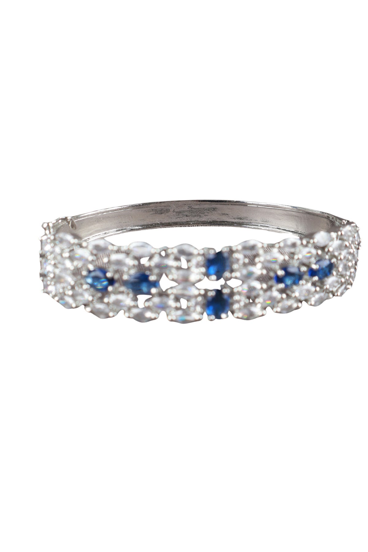 Blue Sapphire CZ Silver Bangle Bracelet Cocktail Jewellery