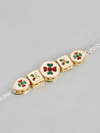 Multi Colour Brass Kundan Rakhi set of 2