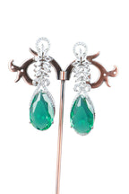 Bright Emerald Teardrop Silver CZ Drop Earrings Party Jewellery