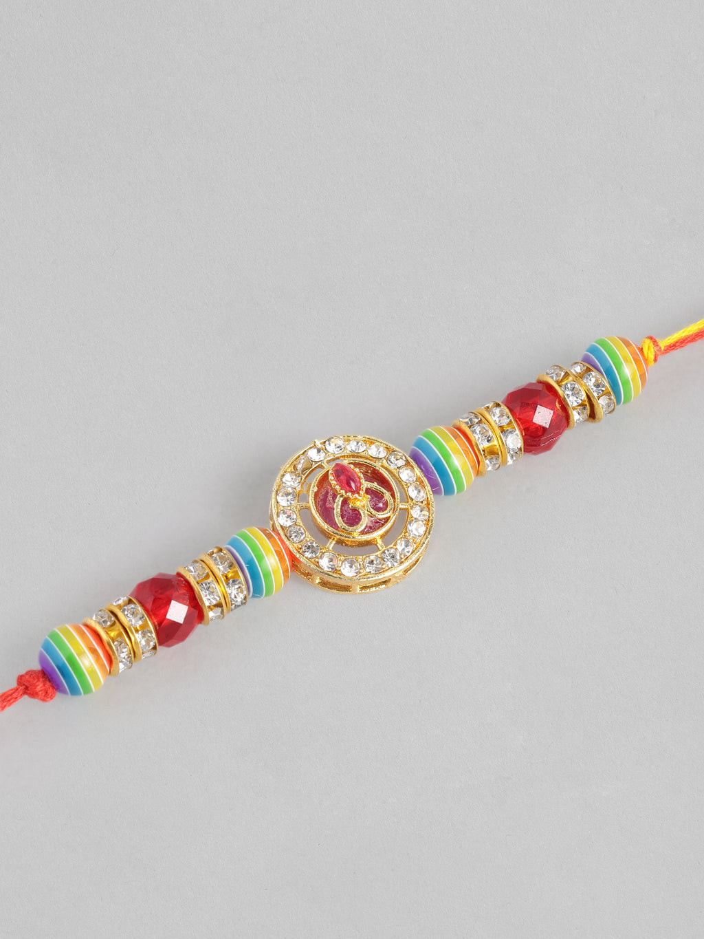 Multi Colour Brass Kundan Rakhi set of 2