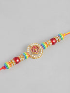 Multi Colour Brass Kundan Rakhi set of 2