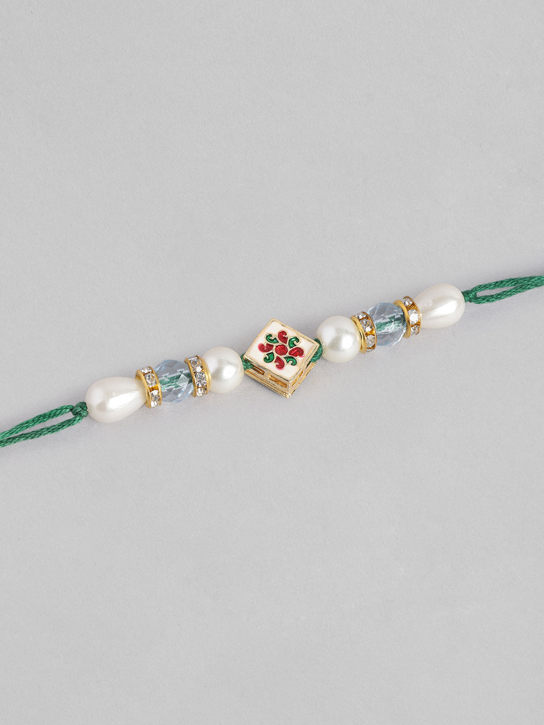 Multi Colour Brass Kundan Rakhi set of 2