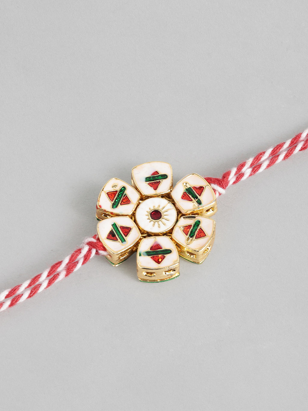 Multi Colour Brass Kundan Rakhi set of 2