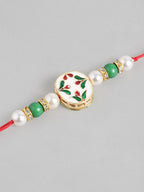 Multi Colour Brass Kundan Rakhi set of 2