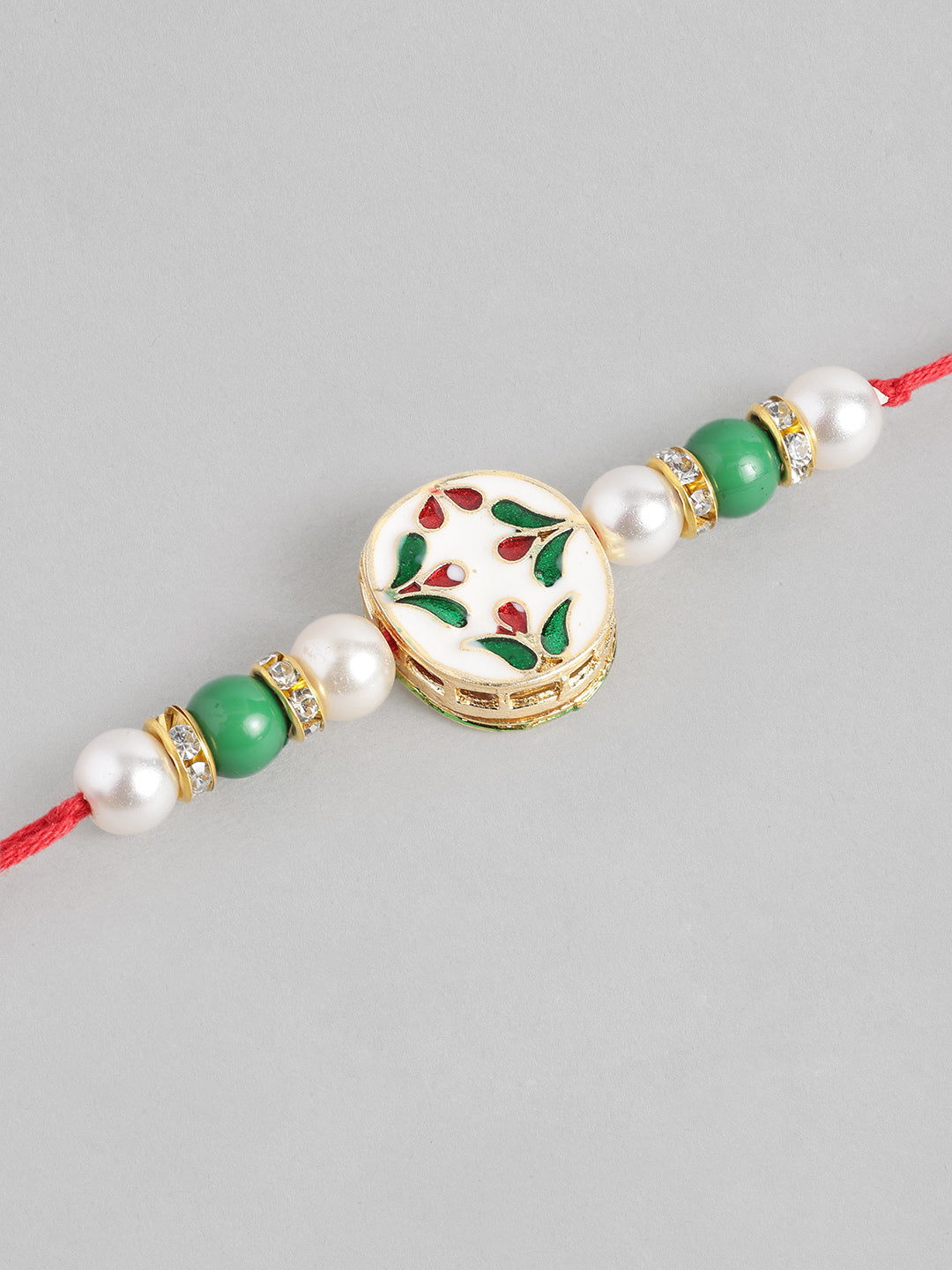 Multi Colour Brass Kundan Rakhi set of 2