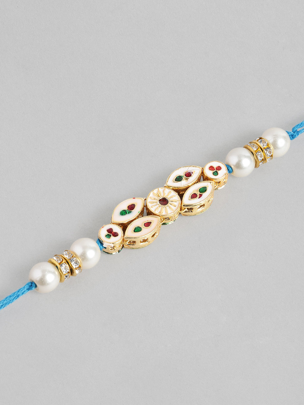 Multi Colour Brass Kundan Rakhi set of 2