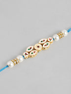 Multi Colour Brass Kundan Rakhi set of 2