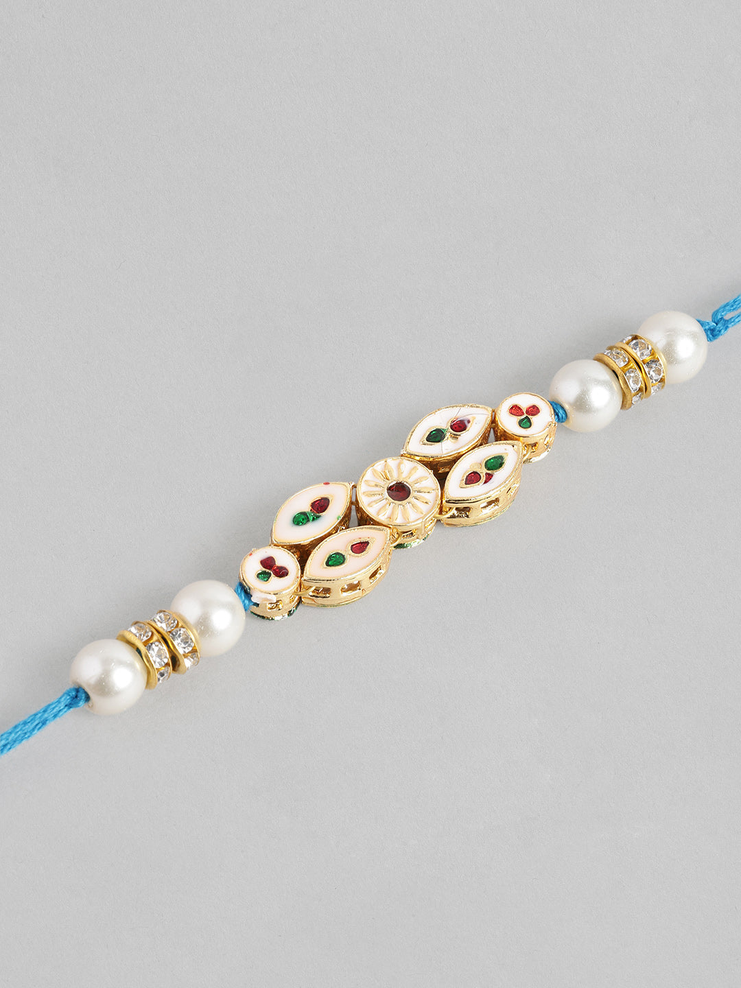 Multi Colour Brass Kundan Rakhi set of 2