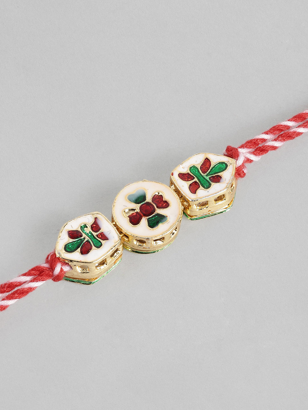 Multi Colour Brass Kundan Rakhi set of 2