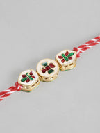 Multi Colour Brass Kundan Rakhi set of 2