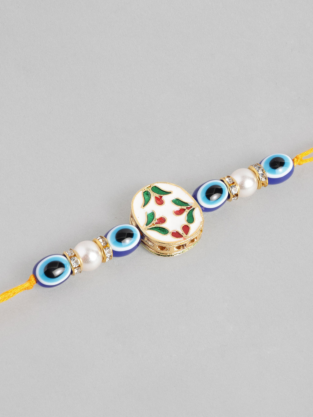 Multi Colour Brass Kundan Rakhi set of 2