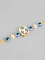 Multi Colour Brass Kundan Rakhi set of 2