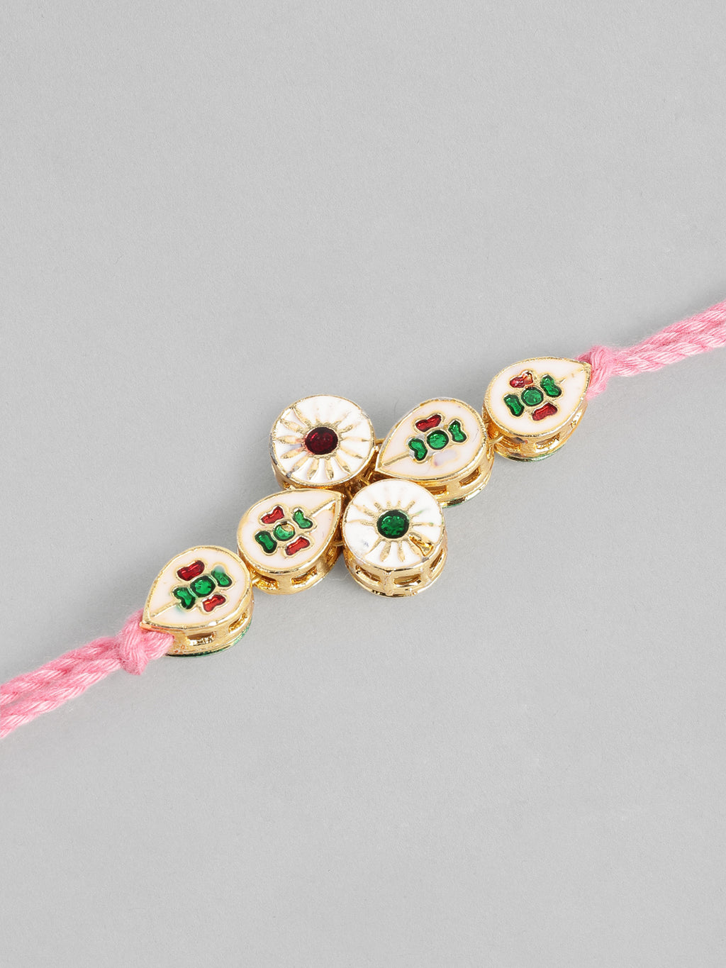 Multi Colour Brass Kundan Rakhi set of 2