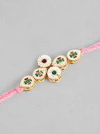 Multi Colour Brass Kundan Rakhi set of 2