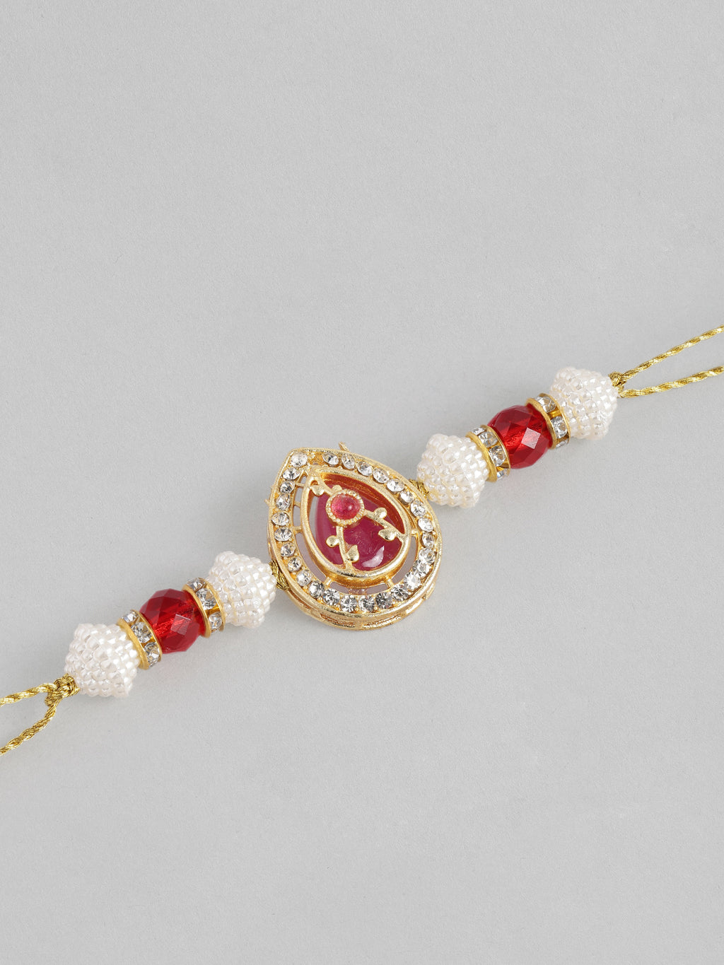 Multi Colour Brass Kundan Rakhi set of 2