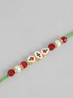 Multi Colour Brass Kundan Rakhi set of 2